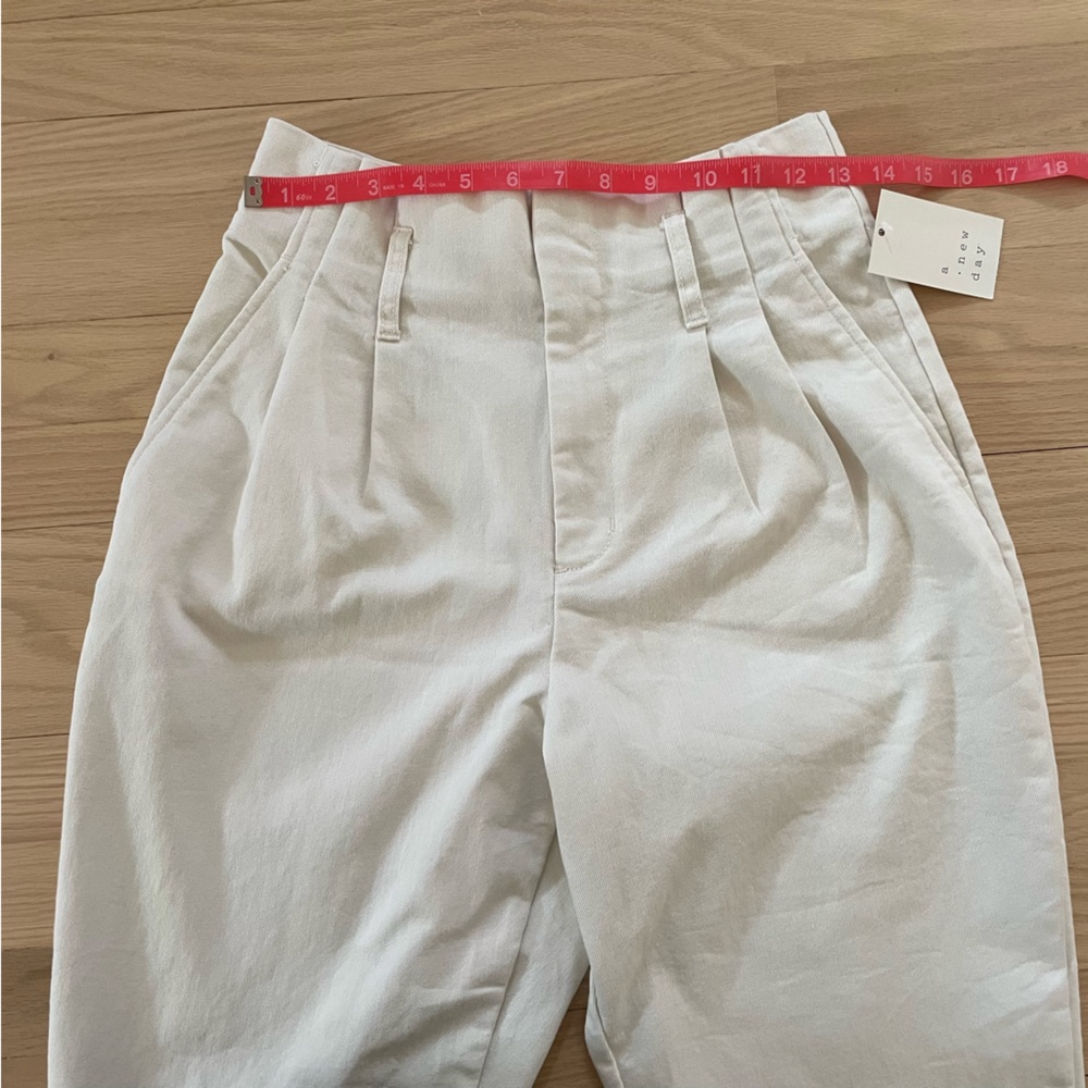 A New Day White Denim Pleated Trouser Style Pants 4 - Picture 4 of 8